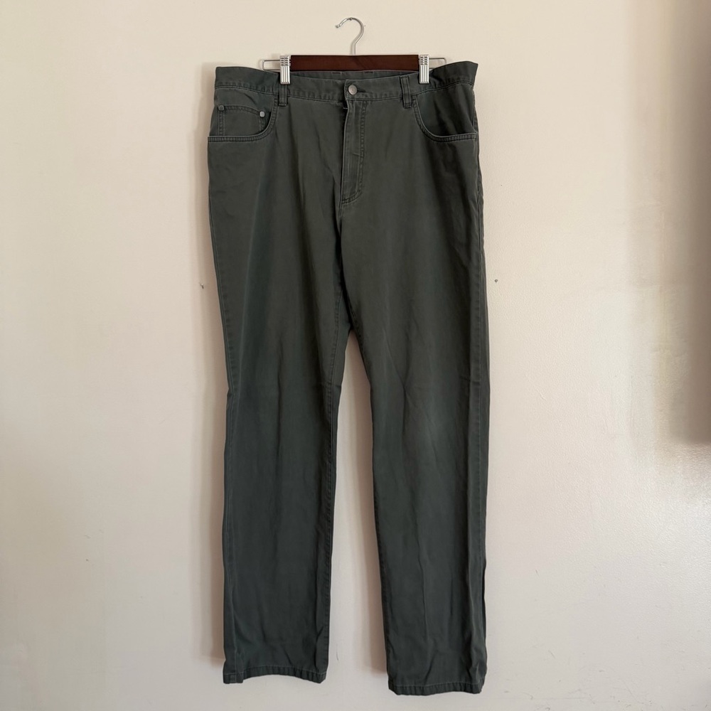 Roundtree & Yorke Casuals Men’s Green Cotton Pant 38x34 Classic Fit Casual Chino